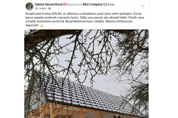 Referencie na plastovú krytinu Solar