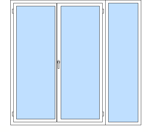 Dvojkrídlové s bočným pevným (fixným) dielom