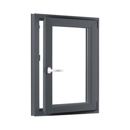 Jednokrídlové plastové okno pivničné 500x700 mm, antracit / biele, dvojsklo, pravé, OLIMPIA 60 AD