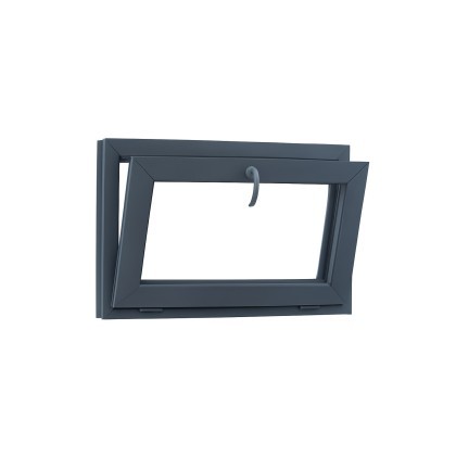 Jednokrídlové plastové okno pivničné 900x500 mm, antracit / biele, dvojsklo, výklopné, OLIMPIA 60 AD