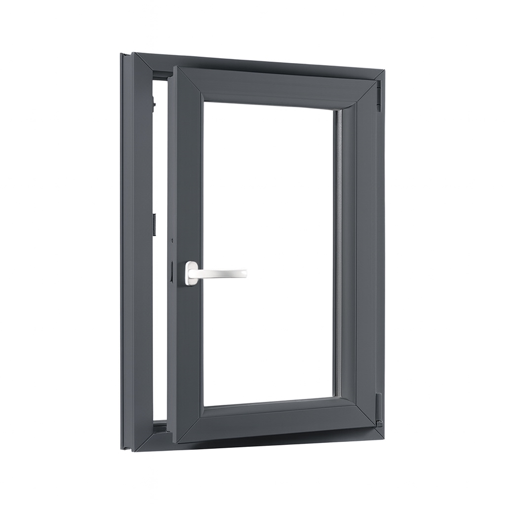 Jednokrídlové pivničné plastové okno OLIMPIA 60 AD, pravé