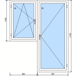 Zostava jednokrídlového okná a balkónových dverí