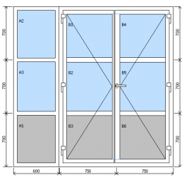 Zostava dvojkrídlových vchodových dverí a fixného okna