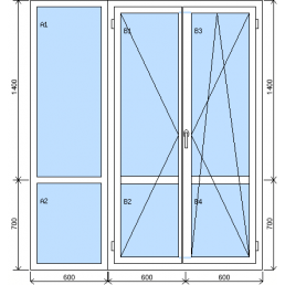 Zostava dvojkrídlových balkónových dverí a fixného okna