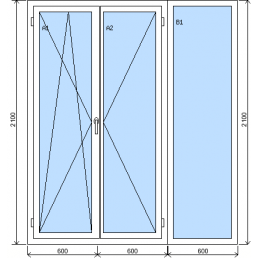 Zostava dvojkrídlových balkónových dverí a fixného okna