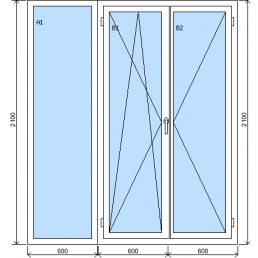 Zostava dvojkrídlových balkónových dverí a fixného okna